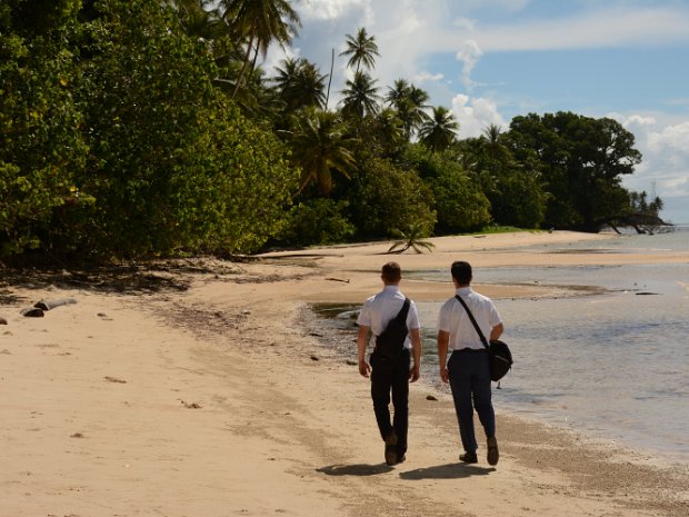 Missionaries by the ocean